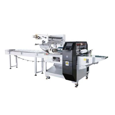 पीपी/पीवीसी/पीएस/ईवीए/पीईटी/ओपीपी फिल्म के लिए लचीला और तेजी से जमे हुए खाद्य पैकेजिंग उपकरण एचएफएफएस क्षैतिज प्रवाह रैपिंग मशीन